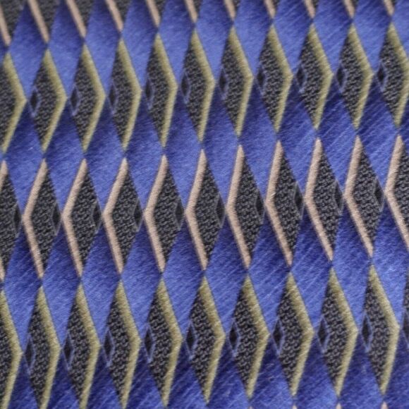 Roundtree & Yorke‎ Blue Green Abstract Print Wide Silk Tie Handmade In USA - Picture 2 of 6